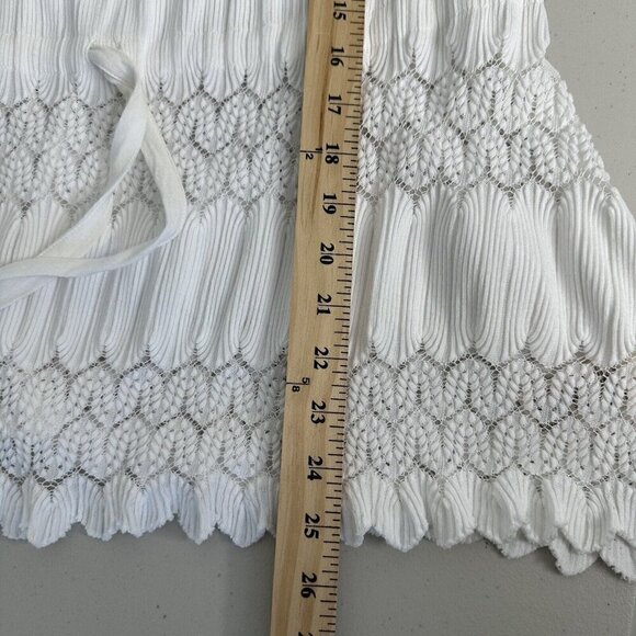 Free People Lace open Knit White Top Tie front Size M Fire Island - Picture 9 of 12